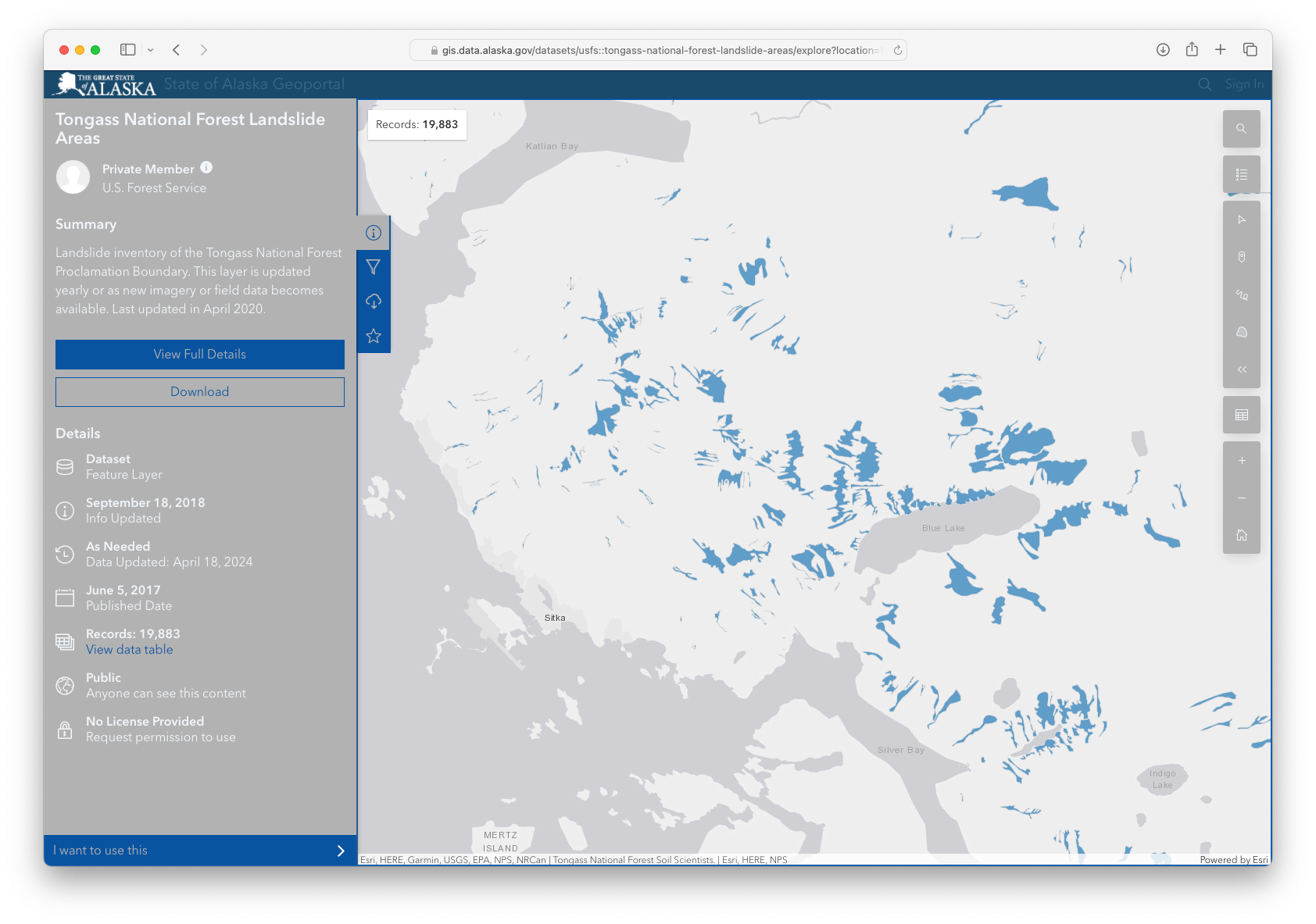 map showing many areas of known landslide activity