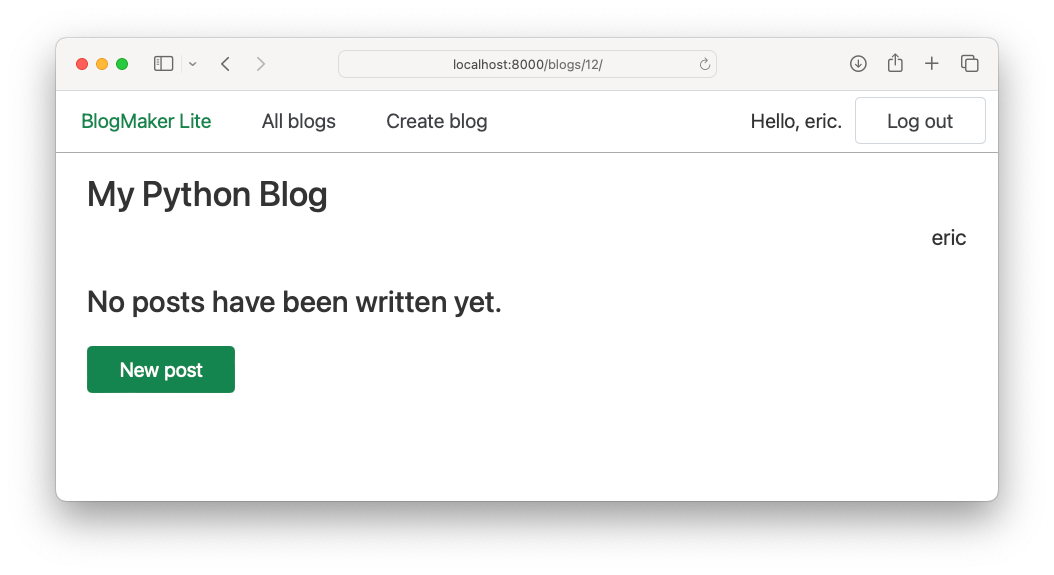 Button labeled "New post" showing on a blog's main page