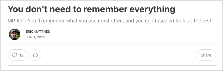 header of a substack post, showing plenty of space near the likes and comments icons, and author name and date