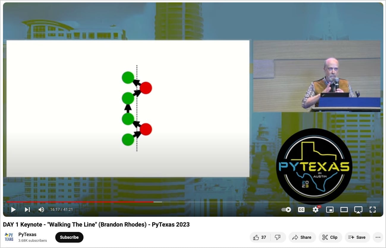 still from video, showing green commits and red commits. Sometimes we want the red commits.