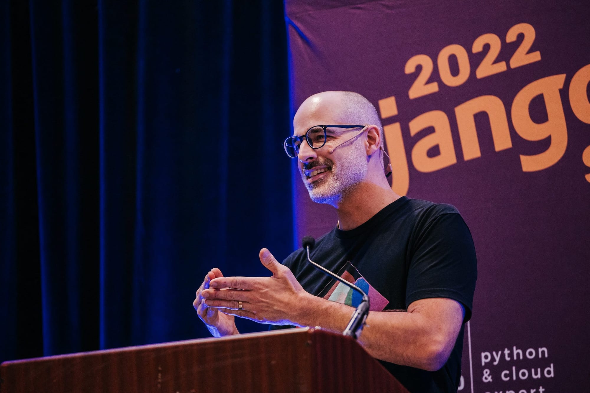 Me on stage at DjangoCon US 2022.