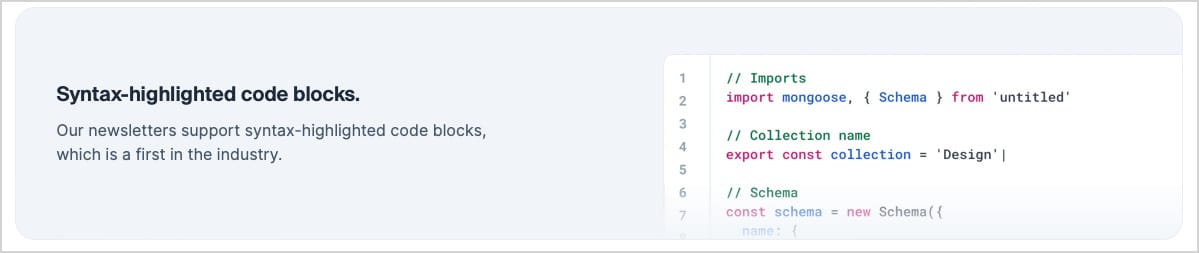 screenshot from Hashnode's home page, showing syntax highlighting in a code block