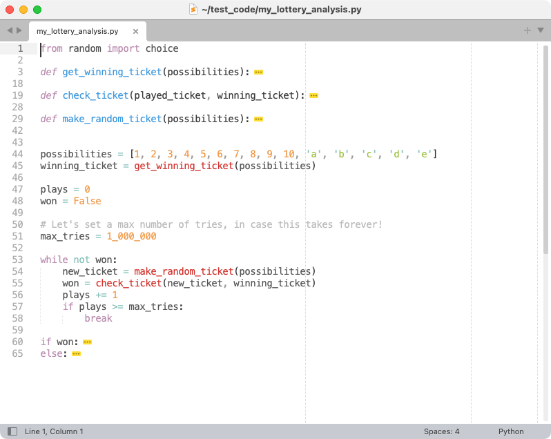 Sublime Text window, with functions bodies collapsed. Only about 25 lines of code and comments are visible.