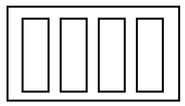 One large rectangle, with four smaller rectangles in it. The smaller rectangles fill up most of the space inside the larger rectangle.