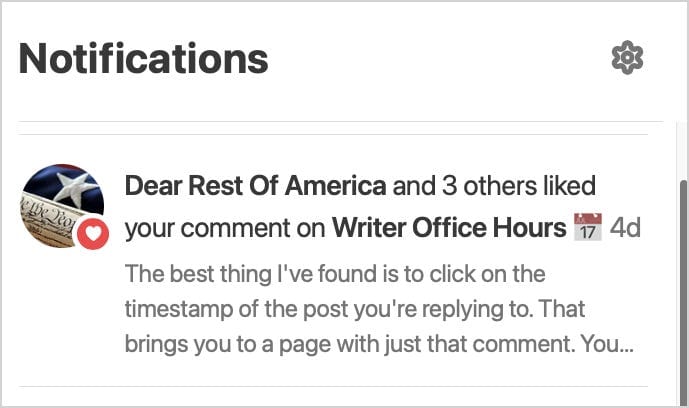 A sidebar notification about someone liking an Office Hours comment.