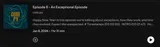 Spotify card for episode 6 of the core.py podcast, which focuses on how Python's exceptions are implemented